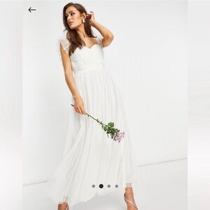 Naya White Maxi Gown with Ruffled Cap Sleeves